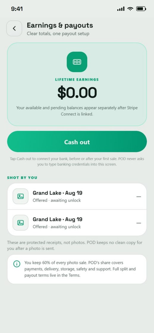 The earnings screen in light mode.